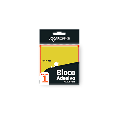 BLOCO ADESIVO AMARELA COM 100 FOLHAS 76MMX76MM - JOCAR OFFICE