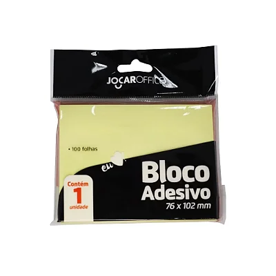 BLOCO ADESIVO AMARELO COM 100 FOLHAS 76MMX102MM - JOCAR OFFICE