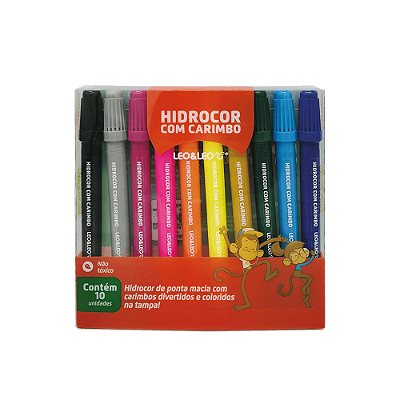 CANETINHA HIDROGRÁFICA E CARIMBO COM 10 CORES - LEO&LEO