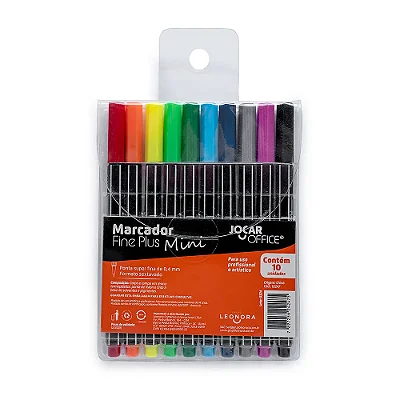 ESTOJO MARCADOR MINI FINELINER PONTA 0.4MM C/ 10 CORES - JOCAR OFFICE