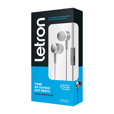 FONE DE OUVIDO DOT PRETO INTRA AURICULAR COM FIO E MICROFONE - LETRON