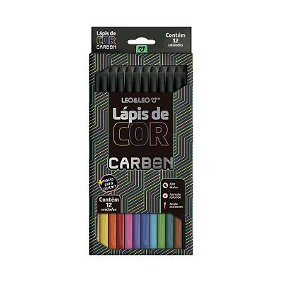 LAPIS DE COR CARBON REDONDO COM 12 CORES - LEO&LEO