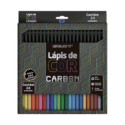 LAPIS DE COR CARBON REDONDO COM 24 CORES - LEO&LEO