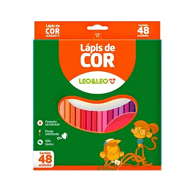 LAPIS DE COR RESINA SEXTAVADO FLEX COM 48 CORES - LEO&LEO