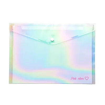 PASTA PLASTICA ENVELOPE PINK VIBES HOLOGRAFICA - LEOARTE