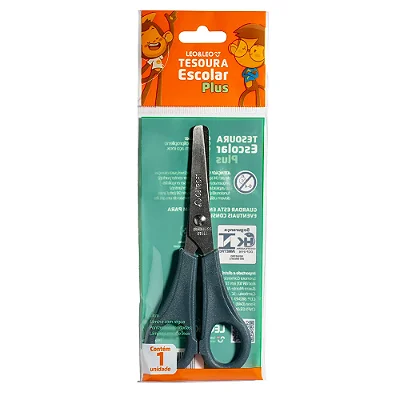 TESOURA ESCOLAR COLORIDA INOX 13CM - LEO&LEO (C/ SOLAPA)