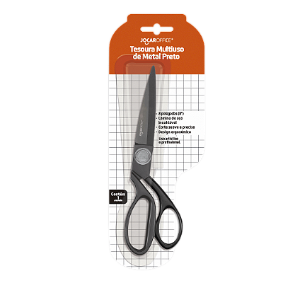 TESOURA MULTIUSO ACO INOX PRETO 8 POLEGADAS - JOCAR OFFICE