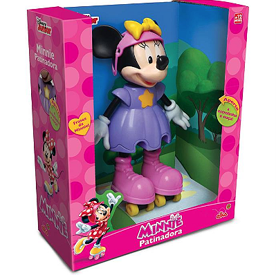 BONECA COM MECANISMO MINNIE PATINADORA 25CM - ELKA