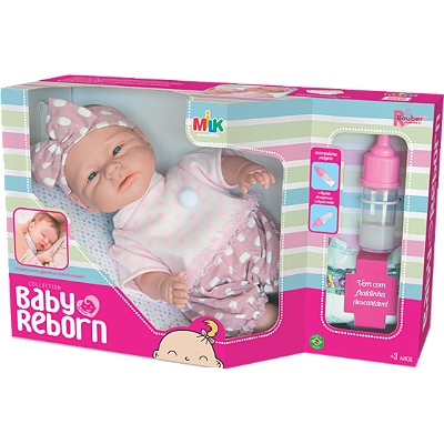 BONECA BABY REBORN COM ACESSORIOS 40CM - MILK BRINQUEDOS