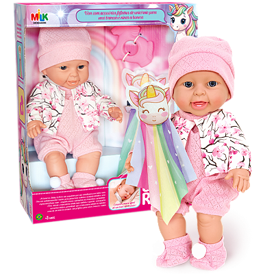 BONECA BABY REBORN UNICORNIO 37CM - MILK BRINQUEDOS