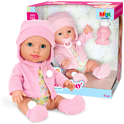 BONECA CHEIRINHO DE NENEM COM ACESSORIOS 29CM - MILK BRINQUEDOS