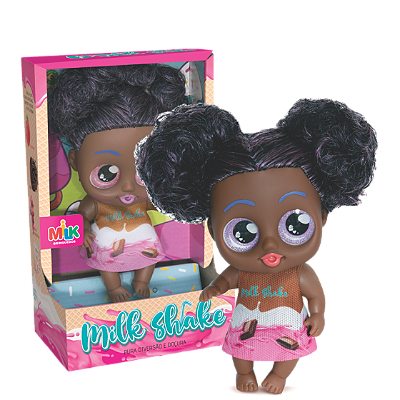 BONECA MILK SHAKE NEGRA 23CM - MILK BRINQUEDOS