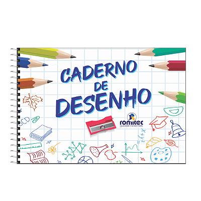 CADERNO DE DESENHO CAPA FLEXIVEL COM 96 FOLHAS - ROMITEC