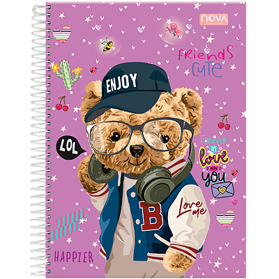 CADERNO ESPIRAL CAPA DURA 1 MATERIA COM 80 FOLHAS FRIENDS CUTE - NOVA CADERNOS