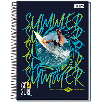 CADERNO ESPIRAL CAPA DURA 1 MATERIA COM 80 FOLHAS GO SURF - NOVA CADERNOS
