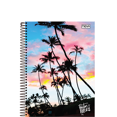 CADERNO ESPIRAL CAPA DURA 1/4 COM 96 FOLHAS POSITIVE VIBES - NOVA CADERNOS