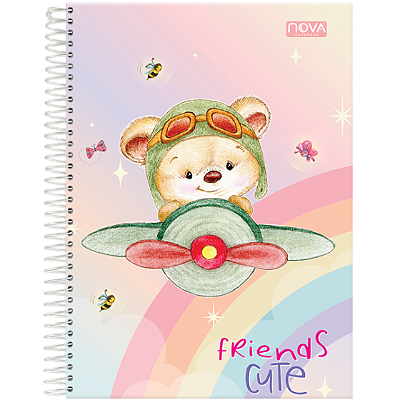 CADERNO ESPIRAL CAPA DURA 10 MATERIAS COM 160 FOLHAS FRIENDS CUTE - NOVA CADERNOS