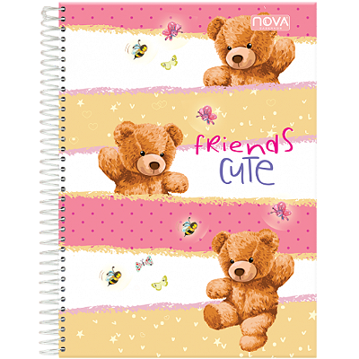 CADERNO ESPIRAL CAPA DURA 15 MATERIAS COM 240 FOLHAS FRIENDS CUTE - NOVA CADERNOS