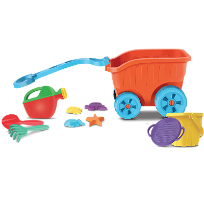 CARRIOLA C/ BALDE + REGADOR C/ ACESSORIOS 10 PECAS 41CM - DIVER TOYS