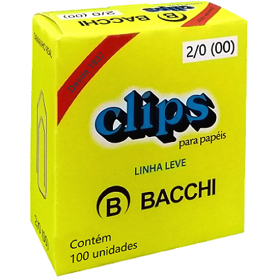 CLIPS GALVANIZADO 2/0 C/ 100 UNIDADES - BACCHI