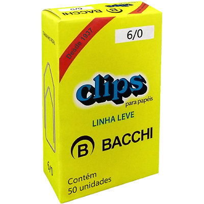CLIPS GALVANIZADO 6/0 C/ 50 UNIDADES - BACCHI