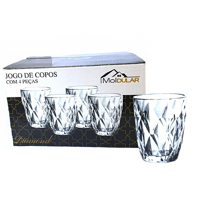 CONJUNTO DE TACAS DIAMOND 290ML C/ 4 PECAS - MOLDULAR