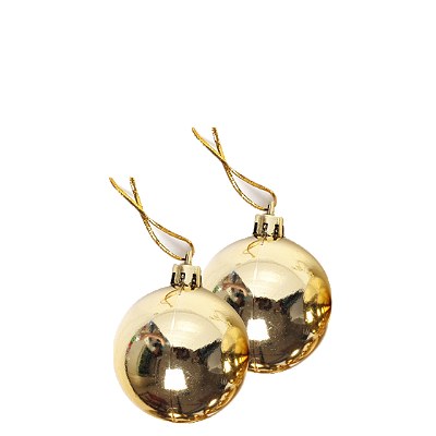 ENFEITE DE NATAL - BOLA LISA 7CM NTB1005 DOUR C/2 - RIO DE OURO