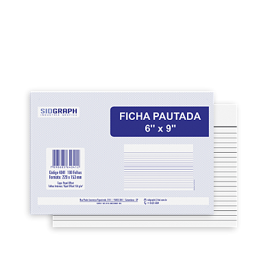 FICHA PAUTADA 6X9 C/ 100 FOLHAS - SIDGRAPH