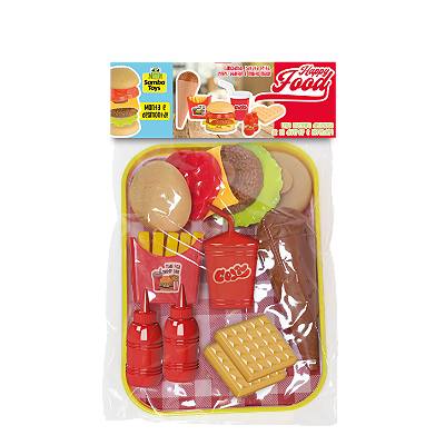 HAPPY FOOD BANDEJA C/ 10 PECAS 19CM - SAMBA TOYS