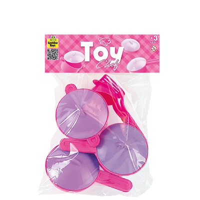 KIT 3 PANELINHAS + 3 UTENSILIOS 27CM - SAMBA TOYS