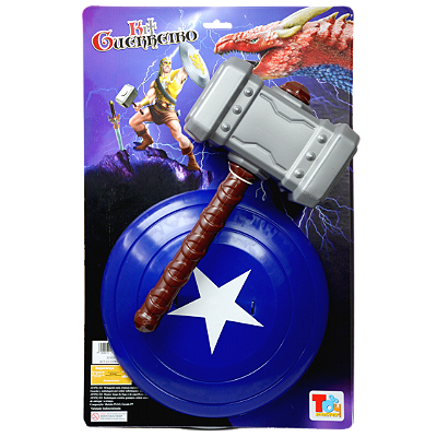 KIT GUERREIRO MARTELO+ESCUDO AZUL C/ 2 PECAS - TOYMASTER