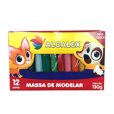 MASSINHA DE MODELAR 130GR COM 12 CORES - ALCALEX