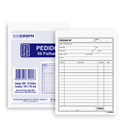 TALAO PEDIDO 1/8 50 FOLHAS - SIDGRAPH