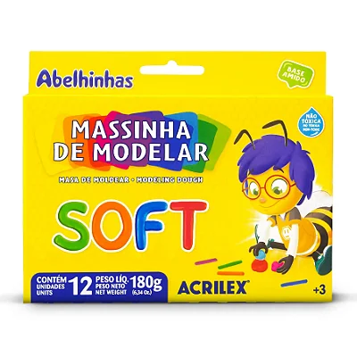 MASSINHA DE MODELAR SOFT CONJ. C/ 12 CORES - ACRILEX