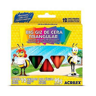 GIZ DE CERA TRIANGULAR COM 12 CORES - ACRILEX