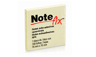 BLOCO ADESIVO NOTEFIX AMARELO COM 100 FOLHAS 76MMX76MM - 3M