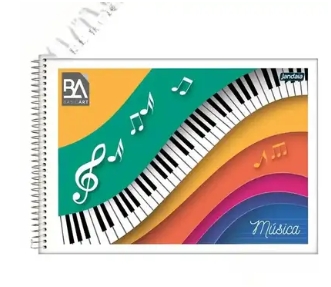 CADERNO DE MUSICA ESPIRAL CAPA FLEXIVEL 1/4 COM 40 FOLHAS - BASIC ART