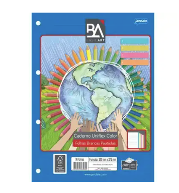 CADERNO UNIVERSITARIO CAPA FLEXIVEL UNIFLEX COLOR COM 96 FOLHAS - BASIC ART