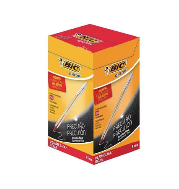 CANETA ESF. PONTA FINA VERMELHA 0.8MM - BIC