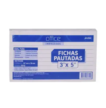 FICHA PAUTADA 12,7X7,6CM COM 100 FOLHAS  - OFFICE IMPRESSOS