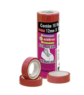 FITA ADESIVO VERMELHA 12MMX10M - ADELBRAS
