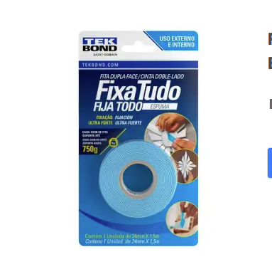 FITA DUPLA FACE ESPUMA FIXA TUDO 24MMX1.5M - TEK BOND