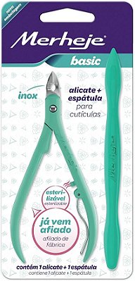 ALICATE DE CUTICULA MERHEJE BASIC + ESPATULA COR SORTIDA - MERHEJE