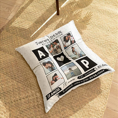 ALMOFADA JUNTOS DESDE (DATA)  40X40CM PERSONALIZADO