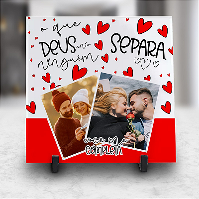 AZULEJO OQUE DEUS JUNTA NINGUEM SEPARA 20X20CM PERSONALIZADO