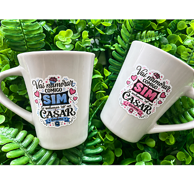 CANECA DE LOUÇA VAI NAMORAR COMIGO SIM DTF PERSONALIZADO