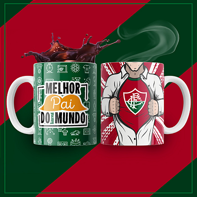 CANECA DE LOUÇA MELHOR PAI  DO MUNDO TIME FLUMINENSE PERSONALIZADO