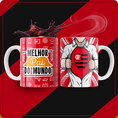 CANECA DE LOUÇA MELHOR PAI  DO MUNDO TIME FLAMENGO PERSONALIZADO