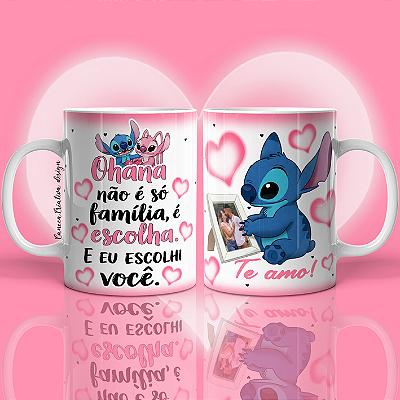 CANECA DE LOUÇA OHANA NÃO É SÓ FAMILIA É ESCOLHA  PERSONALIZADO