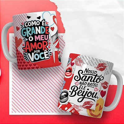 CANECA DE LOUÇA NOSSO SANTO NAO BATEU ELE BEIJOU PERSONALIZADO